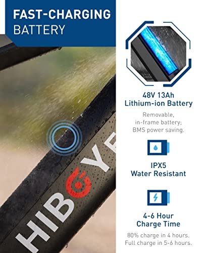 Version 1.0.0 Hiboy P6 Electric Bike for Adults, 28MPH 62.1Miles Range 1000W Peak Motor 48V 13Ah Removable Battery Ebike, 26” x 4.0" Fat Tire Electric Bicycle, Shimano 7 Speed, Hydraulic Suspension, UL Certified. - Image 3