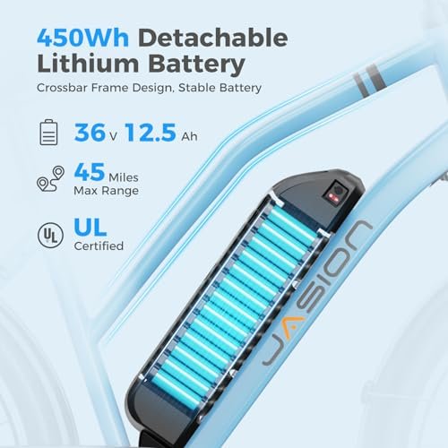 Version 1.0.0 Jasion CB1 Electric Bike for Adults, 1000W Motor Peak Ebike, 450Wh Removeable Battery, 26'' City Cruiser Bicycle, 22 MPH Commuter Women Ebike, 7-Speed Gear. - Image 3