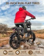 1500W Full Suspension Moped Style Ebike, 20" Fat Tire Electric Bike Up to 28MPH & 75 Miles, 15.6AH/31.2AH Removable Battery, All-Terrain Offroad E Bike for Mountains, Snow, Sand, Road. - Image 5