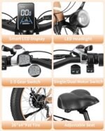 2000W Dual Motor Electric Bike, 48V 20Ah Removable Battery, 35MPH Ebike for Men Women, 21-Speed, 26" Fat Tires Electric Bicycle with Hydraulic Disc Brakes & Lockable Suspension. - Image 6