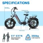 Mimas Folding Electric Bike for Adults 20Ah LG Cell Battery 750W Brushless Motor Cruise Control 80+Miles Long Range Full Suspension 30Mph 20" x4.0 Fat Tire Ebike 7-Speed Commuter Bicycle. - Image 6