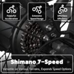 Electric Bike for Adults, 500 700W ebike, 48V 13AH Battery, 26 Inch Fat Tire Electric Bicycle, Shimano 7 Speed Up to 26MPH 60Miles Range Mountain E-Bike UL 2849 Certified. - Image 4