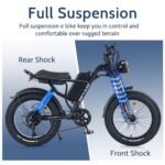 Electric Bike for Adults,Peak 1000W Electric Mountain Bike,28 MPH E Bike with 7-Speed,20 * 4” Fat Tire Ebikes for Adults with Full Suspension. - Image 4