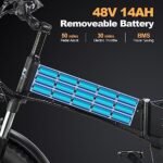 Electric Bikes for Adults, 20'' Fat Tire Electric Bike 1000W,30MPH Max Speed,48V 14AH Removable Battery Folding Electric Bike, 7 Speed，Full Suspension for Mountain Beach Snow UL Certified. - Image 3