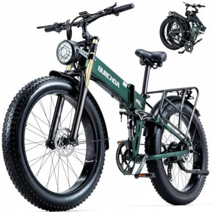 Electric Bike 30MPH Fold Ebike - 48V 20AH 1000W Electric Bicycle Mountain E Bike Motor,70 Miles Long Range 26 * 4 inch Fat Tire e Bike with Dual Suspension.