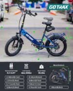Gotrax F2V2 20" Electric Bike, Max Range 55 Miles & 20Mph Power by 500W, LCD Display & 5 Pedal-Assist Levels, 7-Speed Gear& Front Shock Absorber for Adult Folding Bike with all Accessories Lock&Mirror. - Image 6