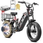 JulietⅡ(2024 New) 52V 60Ah Peak 1700W Electric Bike Up to 200 Miles Long Range Electric Bike 20 * 4.0 Fat Tire Electric Bike Full Suspension Adult Electric Bicycles,UL2849.