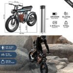 Ebike with 1200W Brushless Motor,Removable 48V 20Ah Battery,UP to 32MPH,Electric Mountain Bike with 20" Fat Tire with Front/Rear Turn Signals for Men Women,Travel Bag. - Image 6
