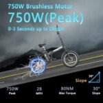 Freego Folding Electric Dirt Bike for Adults, 500W Motor,28Mph Max Speed/48V/20Ah/50Mile Removable Battery 7 Speed Electric Bike, 20" x 3 Tire Foldable Bike Front Supspension,Rearview Mirror. - Image 4