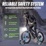 FREESKY Alaska Pro [2024 Newest] Dual Battery Electric Bike for Adults 2000W 48V 35Ah 38MPH&155 Miles Long Range 26" Fat Tire Full Suspension E Bike with Dual Hydraulic Brakes. - Image 4