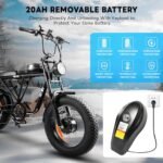 Updated 2000W Electric Bicycles for Adults with 20Ah 48VRemovable Battery 34MPH 50-80Miles Electric Mountain Bike with 7 Speed Hydraulic Disc Brake 20"×4.0 Fat Tire Ebike-Black. - Image 3