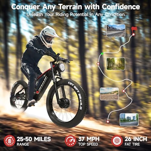 Version 1.0.0 2000W Electric Bicycle for Adults- Moped Style Ebike with 1144WH Battery Pack up to 50 Miles 37MPH, 26" Fat Tire, 7-Speed, 6-Layer Suspension. - Image 3