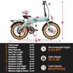 HAOQI Folding Electric Bike for Adults, 500W (Peak 750W) Brushless Motor Electric Bycicle with PAS Throttle, 48V 10.4Ah Removable Battery 20'' *4''Fat Tire Foldable Ebike with Phone Holder, 7-Speed. - Image 5