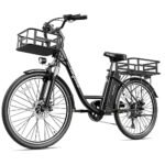 Heybike Cityscape Electric Bike 350W(Peak 500W) Electric City Cruiser Bicycle Up to 40 Miles Removable Battery, 7-Speed and Dual Shock Absorber, 26" Electric Commuter Bike for Adults.
