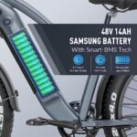 R1 Step Electric Bike for Adults with 48V 14Ah Samsung Removable Battery,1000W Peak Motor 28MPH, 26''* 4'' Fat Tire Step-Thru Ebikes for Adults, Hydraulic Brake Commuter E-Bike, 7-Speed UL. - Image 3