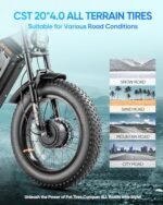 eAhora Juliet III/Juliet II/Juliet Dual Motor 2000W/1700W/1200W Peak Electric Bike for Adults, 33/34/31MPH 52V/48V 60Ah Removable Long Range Electric Bicycle, 20"*4.0 Fat Tires E Bike. - Image 6