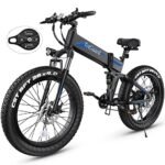 Wooken Electric Bike, 26''x4.0 Electric Bicycle 500W 21.6MPH Fat Tire,Folding Electric Bike for Adults with 48V/10Ah Battery, Mountain Bike with Lockable Suspension Fork, Shimano 21 Speed Gears EBike.