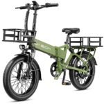 Jasion EB7 2.0 Electric Bike for Adults, 1200W Peak Motor 28MPH Max Speed Folding Ebike, 48V 10AH Removable Battery, 20" Tire with Dual Suspension, 7-Speed Electric Bicycles, with Front & Rear Basket.