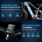 Kingbull Electric Bike, Peak 1000W Motor 48V 17.5Ah Electric Bike for Adults, 28MPH 60Miles Range Commuter Electric Bicycle, 26"x 4.0" Mountain Bicycle. - Image 5