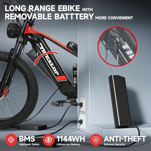 Version 1.0.0 2000W Electric Bicycle for Adults- Moped Style Ebike with 1144WH Battery Pack up to 50 Miles 37MPH, 26" Fat Tire, 7-Speed, 6-Layer Suspension. - Image 5