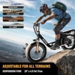 1500W Peak Electric Bike for Adults, 48V 20Ah Removable Battery Max Range 80Miles & 30MPH Electric Bicycle, 20''×4.0" Fat Tire Ebike,Fast Cargo Ebikes,Commute Mountain E-Bike UL Certified. - Image 5