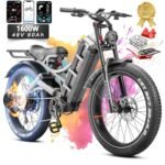 Romeo Pro [2024 Newest] Electric Bike for Adults Peak 1600W 60Ah 34MPH/100-200 Miles Long Range Ebike 26" Fat Tire Electric Mountain Bike Full Suspension E Bike Dual Hydraulic Brakes.