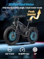 Full Suspension 52V Electric Bike for Adults 2000W Peak 3000W Dual Motor AWD Ebike 36.8MPH 26" All Terrain Fat Tire Adults Electric Bicycle with 52V 23AH Battery Up to 80Miles 7Speed Gear Ebikes. - Image 2