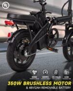 Electric Bike for Adults, Ebike,14" Folding Electric Bike 350W 36V 12Ah Built-in Battery 20MPH,20+Miles,3 Riding Modes, Commuting. - Image 4