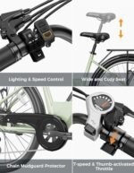 Jasion Roamer ST Electric Bike for Adults, 1200W Peak Motor Max 62miles & 28MPH City Cruiser Ebike,26'' Commuter Ebike, 528WH Removable Battery,7-Speed Electric Bicycles, Front Suspension Bicycles. - Image 6