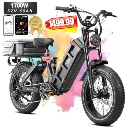 eAhora Juliet III/Juliet II/Juliet Dual Motor 2000W/1700W/1200W Peak Electric Bike for Adults, 33/34/31MPH 52V/48V 60Ah Removable Long Range Electric Bicycle, 20"*4.0 Fat Tires E Bike.