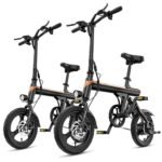 Jasion EB3 Electric Bike for Adults 21mph Folding Adults Electric Bicycles, 350W Brushless Motor, 36V 7.5Ah Battery, Center Suspension, 3 Levels Assist, 14" Foldable ebike for Adults and Teens.