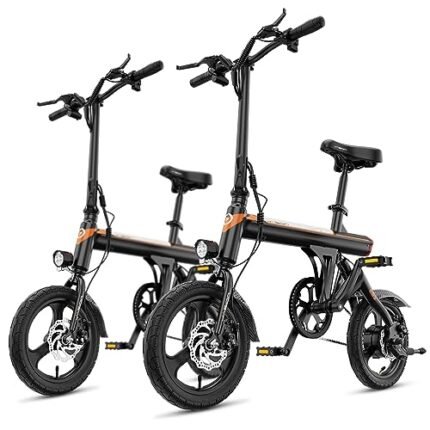 Jasion EB3 Electric Bike for Adults 21mph Folding Adults Electric Bicycles, 350W Brushless Motor, 36V 7.5Ah Battery, Center Suspension, 3 Levels Assist, 14" Foldable ebike for Adults and Teens.
