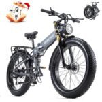 1000W Electric Bike Adults, 48V 20Ah LG Cells Battery, 26''x4.0 Inch Fat Tire Ebike, 30MPH Dual Hydraulic Disc Brakes Full Suspension E Bike, 80Miles Off Road Mountain Ebikes for Men Women.
