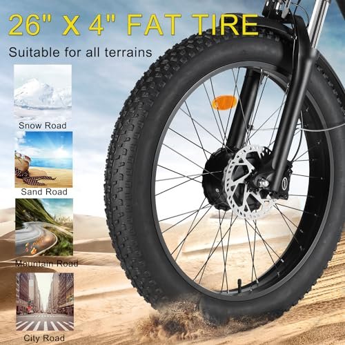 Version 1.0.0 Dual Motor 2000W Electric Bike for Adults, 48V 22.4Ah 35MPH 60Miles Long Range E-Bike, 26"*4.0 Fat Tire Off Road Snow Mountain Ebike, Dual Hydraulic Disc Brake E-Bikes 7 Speed. - Image 5