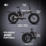 Totem Fat Tire Foldable Electric Bike-Folding E Bike for Adults 750W Peak Motor-20"x4.0" Fat Tire for Woodland,Mountain,Beach,Snow-48V Removable Battery-Speed 20MPH-Max Range 40+ Mile. - Image 4