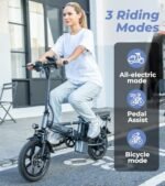 NAVIC CB6 Electric Bike for Adults, 750W Peak Power Folding Ebike, 22Mph Max Speed, 499.2Wh Removable Battery, 14" Adults Electric Bicycle, Max 28Miles Long Range, Mini E Bikes. - Image 2
