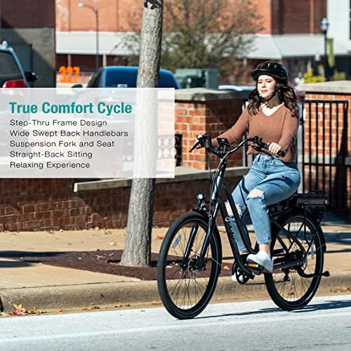 Version 1.0.0 SDU Young Electric Hybrid Cruiser Bike, Up to 90 Miles Long Rang, True Comfort 350W Pedal Assist Beach City Commuter 27.5" E-Bike for Adults. - Image 2