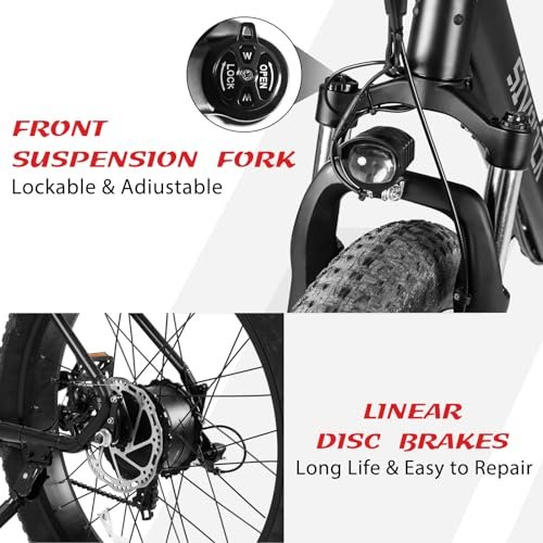 Version 1.0.0 Electric Bike for Adults, 25MPH 75Miles Range 750W Motor(Peak 1000W) 48V 15Ah Ebike, 26" x 4.0" Fat Tire Electric Mountain Bicycle, Shimano 7 Speed, Hidden Battery, Hydraulic Suspension. - Image 6
