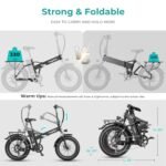 Heybike Mars Electric Bicycle Foldable 20" x 4.0 Fat Tire Electric Bicycle with 1000W Peak Motor，624WH Removable Battery and 50 Miles Max Range, Dual Shock Absorber for Adults. - Image 7