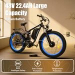 Ebikes Dual Motor, Electric Bike for Adults, 2000w Fat Tire Ebike 35mph Dual Motor Electric Bike with Removable 48v, All Terrain Ebikes for Adults, Full Suspension 26" Awd E Bike 22.4ah Battery. - Image 6