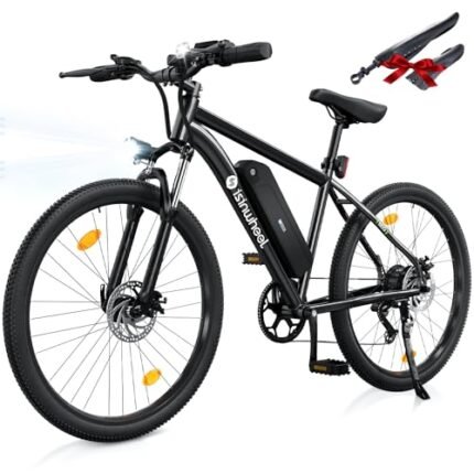 isinwheel M10 Electric Bike Adult 500W, 26" Commuting Electric Mountain Bike 20MPH Max Range 55+ Miles, Removable Battery, Professional 35-Speed, Front Fork Suspension Lightweight Electric Bicycle