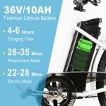 NAKTO 22"/26" Electric Bike for Adults 250W/350W City-Electric Bike Sporting 6-Speed Gear Electric Bicycles 36V 10.4/12Ah Removable Lithium Battery Ebike for Female Male. - Image 5