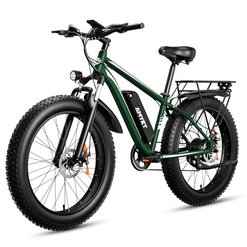 Version 1.0.0 EB26 Electric Bike for Adults 1000W/peak 1500W Electric Bicycle 48V 15AH Battery Electric Bike 26" Fat Tire Mountain 31mph Shimano 7 Speed Gears Dual Shock Absorber Electric Bike (Green). - Image 1