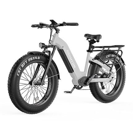Asomtom Ebikes for Adults, 750W Electric Bike Adults BAFANG Motor 48V 15Ah Removable Battery Adult Bicycles,29MPH 35-60MI Mountain Bike,7-Speed E UL Certified, Silver-gray, 26''.