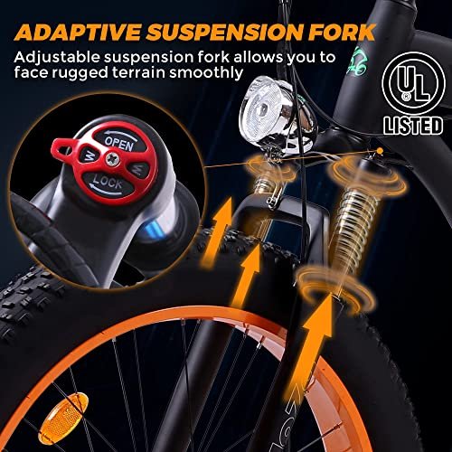 Version 1.0.0 ECOTRIC Coolboy Electric Bike 26" Fat Tire 750W Electric Mountain Bike 48V 12.5AH Removable Large Battery Adult Electric Bicycles Beach Snow Mountain Bike Dual Shock Absorber & Shimano 7-Speed. - Image 4