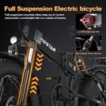 Electric Bikes for Adults, 20'' Fat Tire Electric Bike 1000W,30MPH Max Speed,48V 14AH Removable Battery Folding Electric Bike, 7 Speed，Full Suspension for Mountain Beach Snow UL Certified. - Image 4