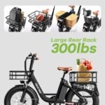 1500W Peak Electric Bike for Adults, 48V 20Ah Removable Battery Max Range 80Miles & 30MPH Electric Bicycle, 20''×4.0" Fat Tire Ebike,Fast Cargo Ebikes,Commute Mountain E-Bike UL Certified. - Image 4