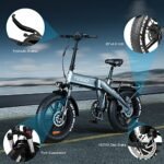 TESGO Electric Bike【1000W Motor & 70 Miles Range】【Hydraulic Brake】 Fat Tire Ebike with 48V 17.4AH Battery, 20''*4.0'' Folding Electric Bike for Adults, 32MPH Commuter E-Bike, Dual Suspension. - Image 5