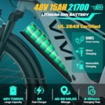 Vivi ACE01 Electric Bike for Adults, 26" x 4.0 Fat Tire Ebike, 1475W Peak Motor Torque Sensor Electric Mountain Bike, 25MPH Electric Bicycle with 48V 15AH Battery, 7 Speed, Hydraulic Brake, UL 2849. - Image 3