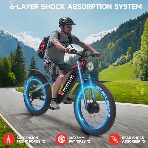 Version 1.0.0 2000W Electric Bicycle for Adults- Moped Style Ebike with 1144WH Battery Pack up to 50 Miles 37MPH, 26" Fat Tire, 7-Speed, 6-Layer Suspension. - Image 2